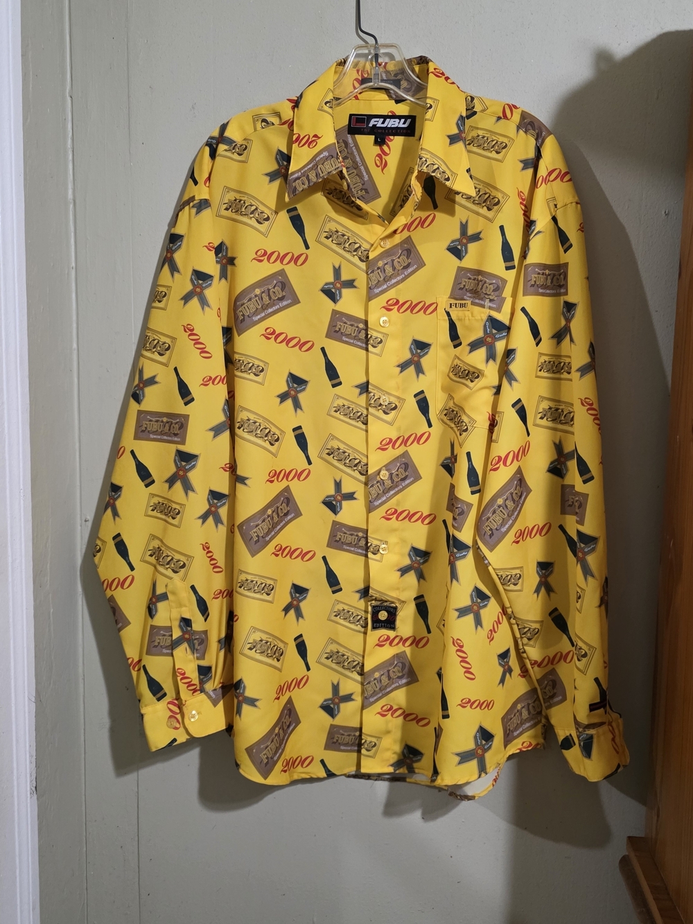 Vintage FUBU 2000 Special Collectors Edituon Yellow Button Down Shirt Size L